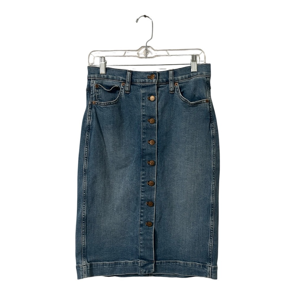 J CREW Button Down Knee Length Denim Skirt Size 6. - Picture 5 of 8